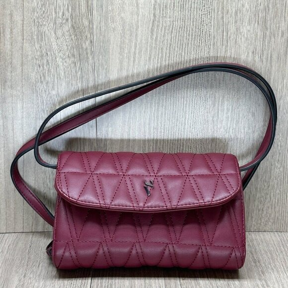 Simply Vera Vera Wang Handbags - Simply Vera Wang Signature Quilted Envelope Mini Crossbody Bag Purse Burgundy